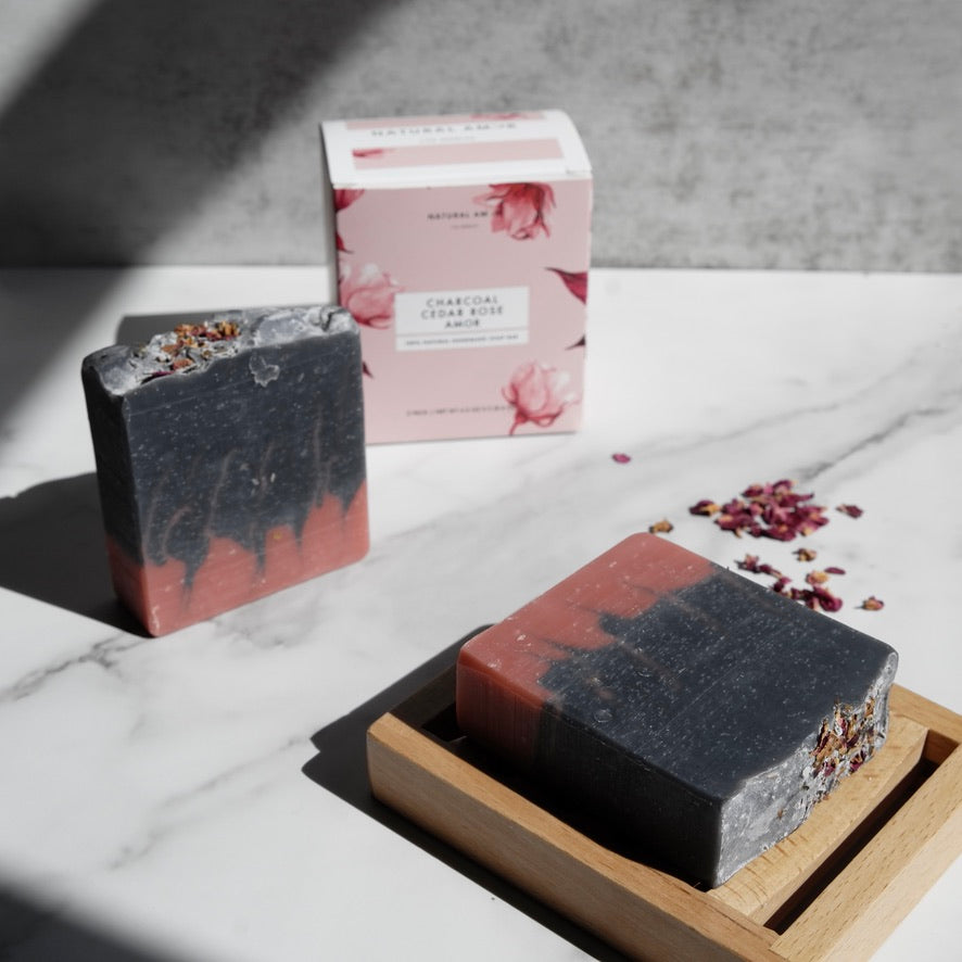 Charcoal Rose Cedar Soap 2pk
