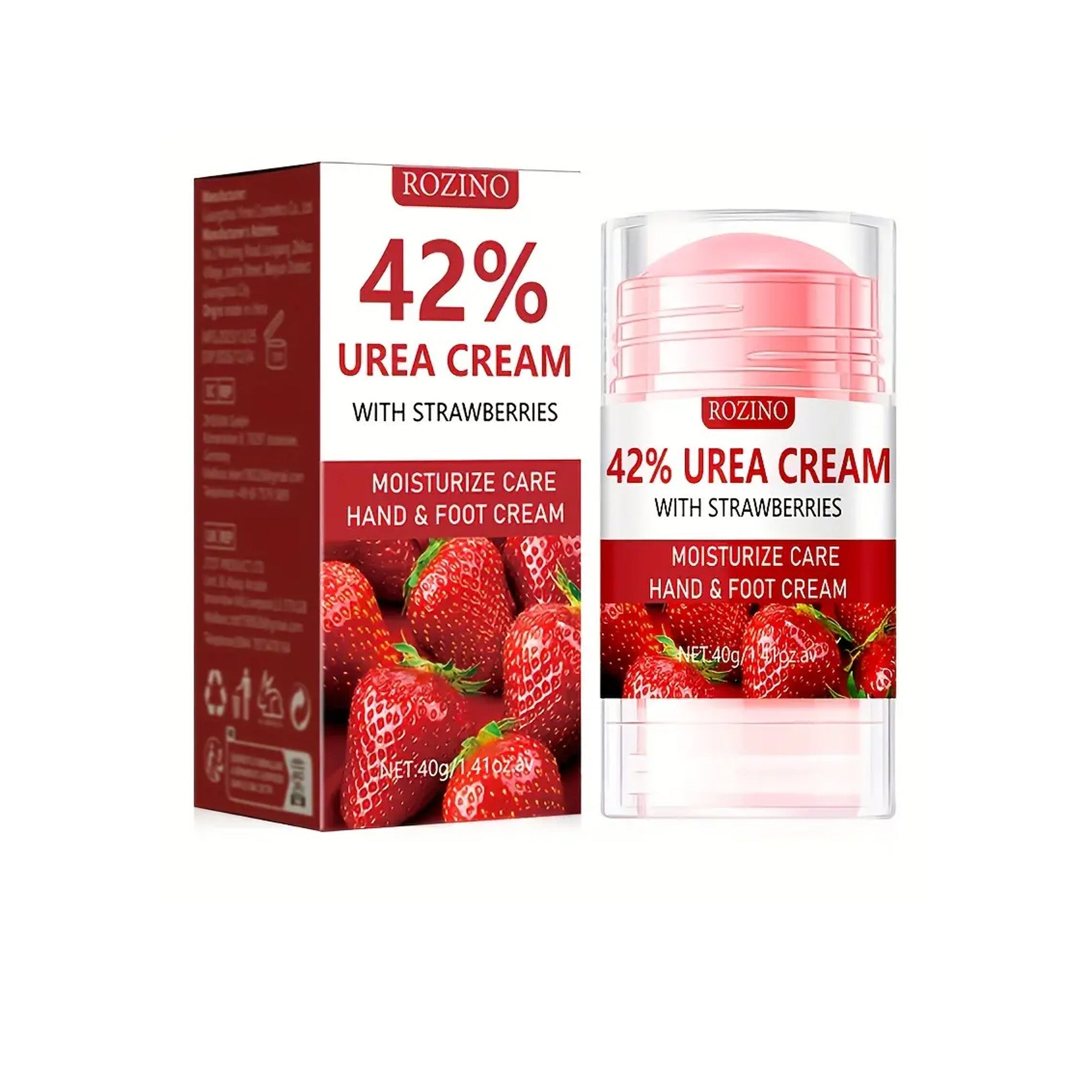 Strawberry Foot Care Stick: 42% Urea & Salicylic Acid Cream for Heel Care | Deeply Moisturizing & Nourishing | Dry & Rough Skin Relief